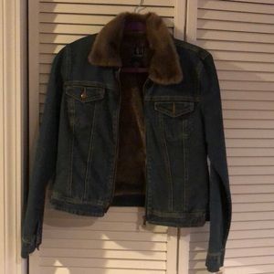 Inc fur lined jean jacket NWT